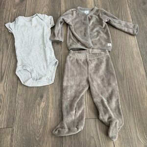 Baby Boy Grey Bear Terry 3 Piece Set
